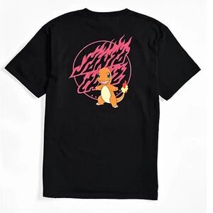 Pokémon & Santa Cruz Fire Type 1 Youth Black T-Shirt Size medium